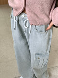 Jackter Vintage Cargo String Wide Denim Pants