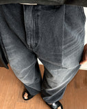 Pintuck Over Wide Denim