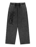 WASHED CUT OFF APPLIQUE SWEAT PANT