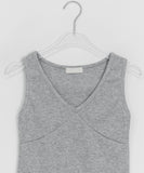 Toara Ribbed Diagonal Cut V-neck Sleeveless
