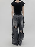 Philip Damage Wide Denim