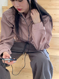 Pebble Shirring String Windbreaker Long Sleeve Hood T-shirt