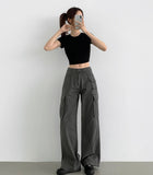 3 Pocket Vintage Pin Tuck Loose Wide Fit Cotton Pants