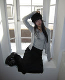 Annyu Unbalanced Button Midi Skirt