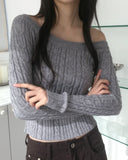 Linko cable slim fit off-shoulder knit