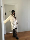 [MADE] Flute Ribbon Strap Punching Waves Knit One Piece
