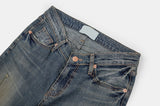 Wrinkle washed crack bootcut denim pants
