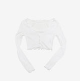 Eoneg Neck Crop Ribbed Cardigan