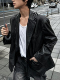 Raw Classic Leather Blazer Jacket
