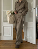 Minimal Belt Pintuck Slacks