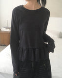 Getty Stripe Frill Layered Long Sleeve T-Shirt