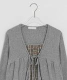 Meganne Check Frill Layered Long Sleeve Tee