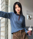 STRIPE BUTTON HOOD T