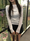 Toa Dot Halter Sleeveless Boat Neck Long Sleeve T-Shirt