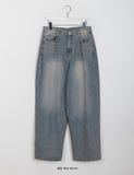 Tilt button denim wide pants