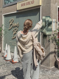 Mix cable crop hooded knit