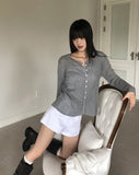 Siju see-through knit long-sleeved cardigan