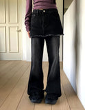 Kirit Pocket Bootcut Washed Denim Skirt Pants