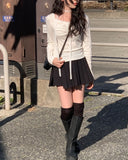 Koda Pleated Mini Wrap Skirt Pants