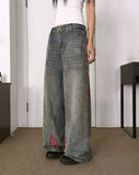 Biggie Hip Line Diagonal Track Denim Pants