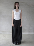 [mnem] Easy Stripe Wide Pants