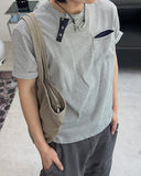 Tez diagonal Henley neck t-shirt