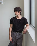 Cross Stud Ribbed Short Sleeve T-shirt