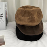 Hot Girl Plain Suede Simple Hunting Cap Hat