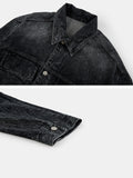 Crack washed over denim jacket