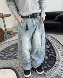 Feline washed cargo denim pants