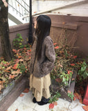 Plon Fluffy Half-Neck Midi Fur Coat Jacket