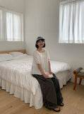 Kohyo Summer Embroidered Shirring Short Sleeve Blouse