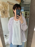 Kimu Color Summer See-through Hood Shirt