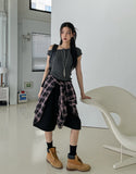 Needs ribbed button unbalanced shoulder t-shirt
