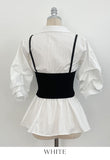 Sign Bustier Layered Three Quarter Shirring Shirt