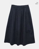 Rie Dot Flare Banding Long Skirt