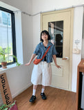Deduce Snap Button Balloon Bermuda Pants