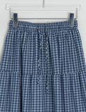 Cayue Check Shirring Tiered Banding Long Skirt