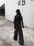 Naun Camo Back Pocket Snap Military Wide Pants