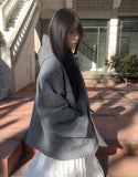 Bhin Big Pocket High Neck Adjust Wool Hood Half Coat