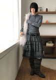 CHECK TIERED FRILL SKIRT