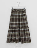 Tanview Check Tiered Banding Long Skirt
