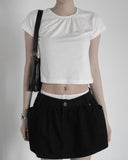 Center Shirred Round Crop Top