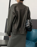 Gross cut washed leather jacket