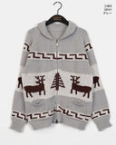 Dumong Deer Nordic Overfit Two-Way Knit Zip-Up Cardigan