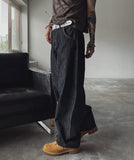 Dove raw fabric balloon wide pants