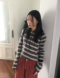 [Wool 10] Alo Stripe Color Crop Hood Knit