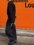 Snap Wide Black Washed Denim