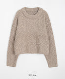 Tomin cashmere wool cable crop knit