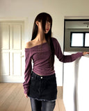 Leza Striped Off-Shoulder Long-Sleeve T-Shirt